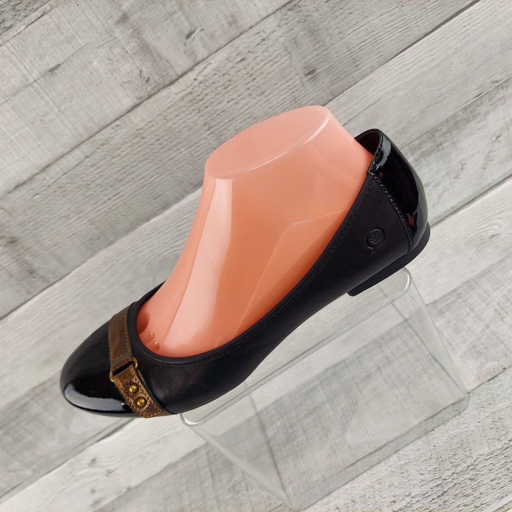 Born Shoes Womens 7.5 38.5 Leather Ballet Flat Bronze Buckle Detail EUC